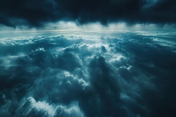 Wall Mural - a panoramic view of dark storm clouds gathering in the sky