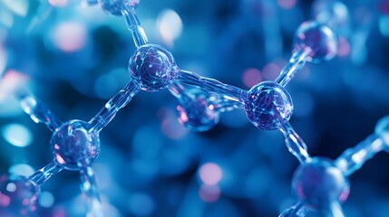 Wall Mural - Close-up of a Molecular Structure with Blue and Purple Hues