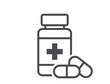© Назарій - pill bottle line icon. pharmaceutical and medication symbol. Isolated vector image in simple style