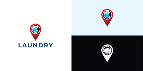 Wall Mural - Laundry logo design. Washing machine icon for laundry service business logo template.