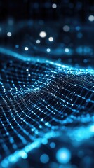 Wall Mural - a captivating abstract background featuring a wave of blue light, symbolizing technology and digital