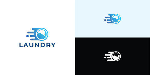 Wall Mural - Laundry logo design. Washing machine icon for laundry service business logo template.