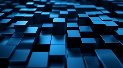 Abstract blue 3D cubes creating a textured surface, conveying a sense of depth and modernity.