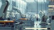 © spyrakot - Futuristic Smart Factory with AI Robots and Humans in Advanced Electronics Production