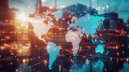 Wall Mural - logistics international delivery concept, world map with logistic network distribution on background
