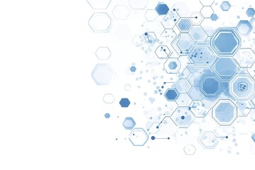 Wall Mural - White background with light blue hexagons and connections vector design for technology or medical business presentation