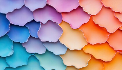Poster - A vibrant, textured pattern of overlapping scales in various pastel colors, creating an eye-catching, artistic design.