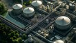 © Meawlee - Aerial view of biofuel plant, sustainable energy, eco-friendly processing.
