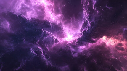 Wall Mural - stunning cosmic scene featuring vibrant purple and pink nebulae swirling in depths of space, creating mesmerizing atmosphere filled with stars and celestial beauty