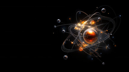 stunning representation of atomic structure with electrons orbiting nucleus, showcasing beauty of science and universe