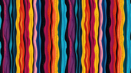 Vibrant seamless pattern of colorful rainbow stripes perfect for textiles and artistic designs