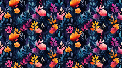 Handdrawn seamless pattern featuring vibrant watercolor elements perfect for textile design and home decor