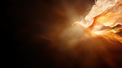 A majestic phoenix, created from vibrant flames, ascends against a dark background, representing rebirth and transformation, filled with powerful energy.