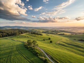  Soft Focus on a Serene Landscape with Lush Greenery and Gentle Natural Elements in Harmony