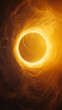 © fadi - Amazing solar eclipse with yellow rays of light on the starry sky. Sun and moon in space