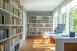 © Anton - Bright, sunny home office with bookshelves and large window