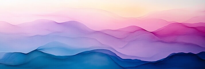 Wall Mural - A calming abstract landscape showcasing gentle gradients of soft pink, purple, and blue hues, creating tranquility