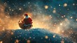 © The prominence - Santa riding a sleigh under a starry winter sky