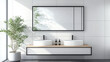 © rattana - bright modern bathroom with  sinks and a big rectangle