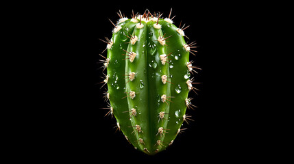 Wall Mural - Macro shot of cactus with visible spines and water droplets