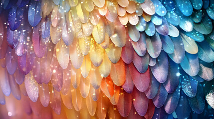 Wall Mural - Vibrant, colorful macro shot of butterfly wing scales with shimmering details