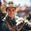 © Robert Kneschke - Authentic bull rider portrait at rodeo with traditional attire
