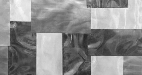 Leinwandbilder - Black and white background of patterned wall with silver and white color scheme of shiny rectangular metal plates. The photo has a modern and minimalist look