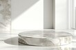 © Сергей Захаров - Minimalist marble podium in a bright room with shadows