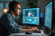 © Creative Catalog - man working at a laptop in a home environment.