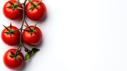 Fresh Vine: Vibrant red tomatoes on the vine, a simple yet visually appealing image for food and culinary inspiration.  