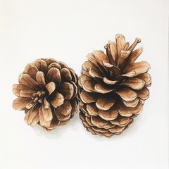 Poster - Pine Cones on White Background