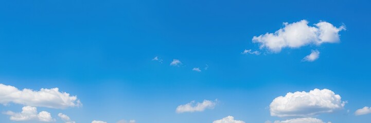 Wall Mural - Clear blue sky with fluffy white clouds, perfect for a peaceful and serene backdrop, weather, nature, blue sky