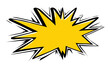 © IBEX.Media - Bold yellow explosion comic element with sharp black and white outlines, suitable for attention-grabbing graphic designs and cartoon-style artwork with ample copy space