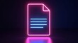 © Fahad - A neon sign of a document with blue lines inside on a dark background.