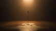 © kusuma ozora - A vintage microphone on a stand in a dark room with a spotlight.