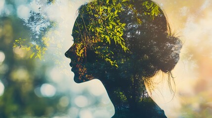 Poster - Silhouette of Woman with Nature Overlay