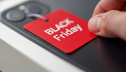 Exclusive Black Friday offer on a new smartphone in a modern tech store setting