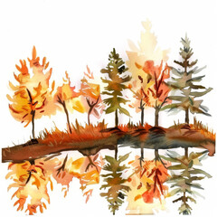 Wall Mural - Watercolor autumn landscape
