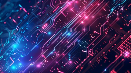 A futuristic tech-inspired background with coding symbols and circuit board patterns, representing innovation and progress, perfect for business banners, posters, and digital presentations.