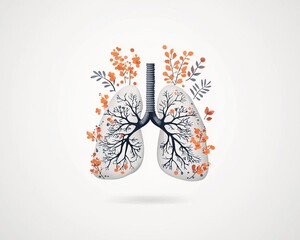 Lungs illustrated with colorful leaves, symbolizing nature and health.