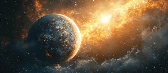 Wall Mural - exploration exoplanets with a futuristic spacecraft, distant stars, and unknown worlds