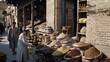 © VK Studio - A bustling market scene with vendors and piles of vibrant spices in an ancient setting, illustrating cultural richness and daily life.