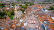 Aerial view of Newark-on-Trent, a market town and civil parish in the Newark and Sherwood district in Nottinghamshire, England