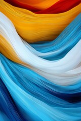 Wall Mural - Abstract colorful flowing waves in red, orange, yellow, white and blue.