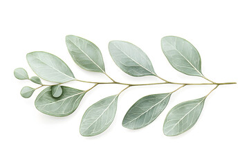 Watercolor eucalyptus branch isolated on white