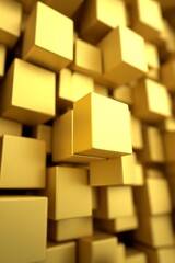 Wall Mural - Abstract golden cube pattern.