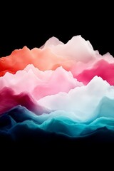 Wall Mural - Abstract landscape with colorful mountains in a dreamy, ethereal style.