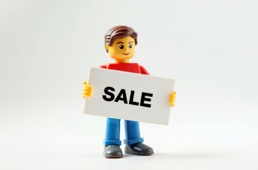 Wall Mural - toy man holding a sign with the text (Sale)