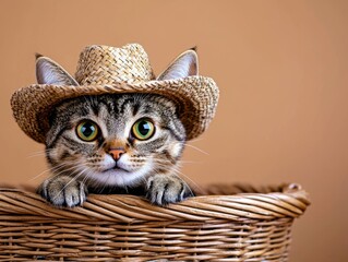 Stock Photo of a Cat Dressed as a Cowboy | Vintage Image