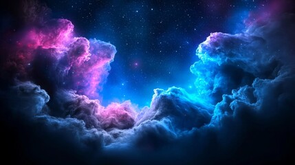 Wall Mural - cloudy space galaxy nebula with stars in the night sky. universe science astronomy.